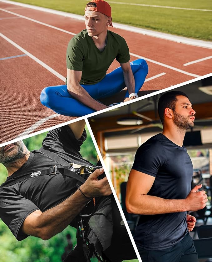MIER Men's Quick Dry Workout Shirts Moisture Wicking Running Athletic Performance T-Shirts Recycled Polyester Top Tee-StrideForce Fitness