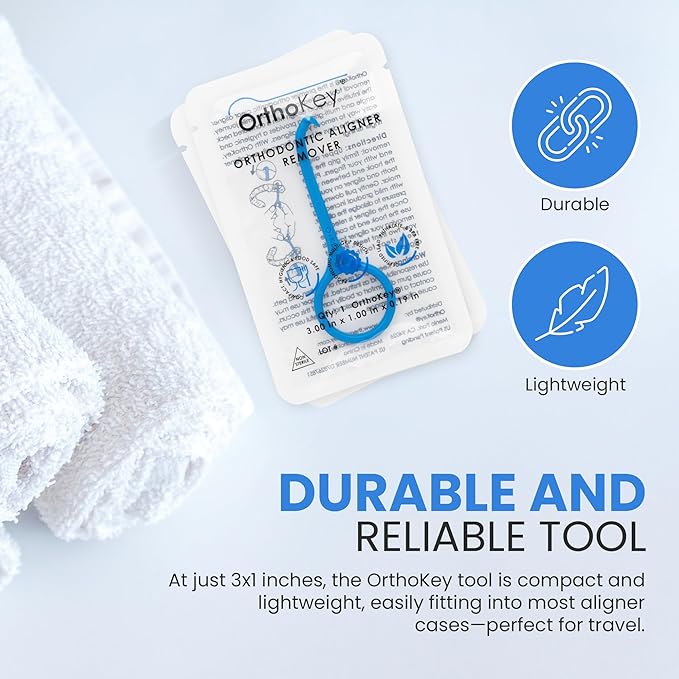OrthoKey Clear Aligner Removal Tool - Unleash Precision: Grabber Remover for Braces & Retainers | Elevate Dental Care with Ortho Tools for Orthodontic Care | Small Blue, 30-Pack.