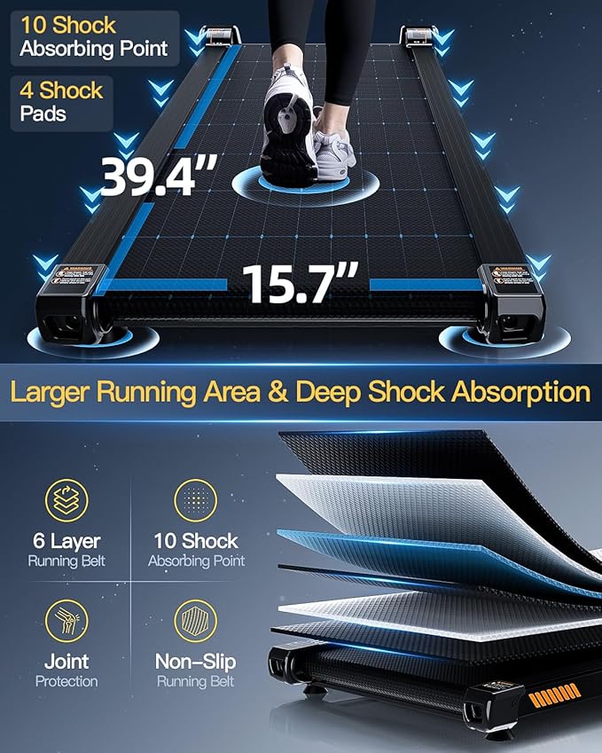 Walking Pad Treadmill with Auto Incline, 6 in 1 Under Desk Treadmill, 6-Level Incline Treadmills, 2.5HP Portable Treadmills for Home with 330LBS Capacity, LED Display, Remote Control-StrideForce Fitness