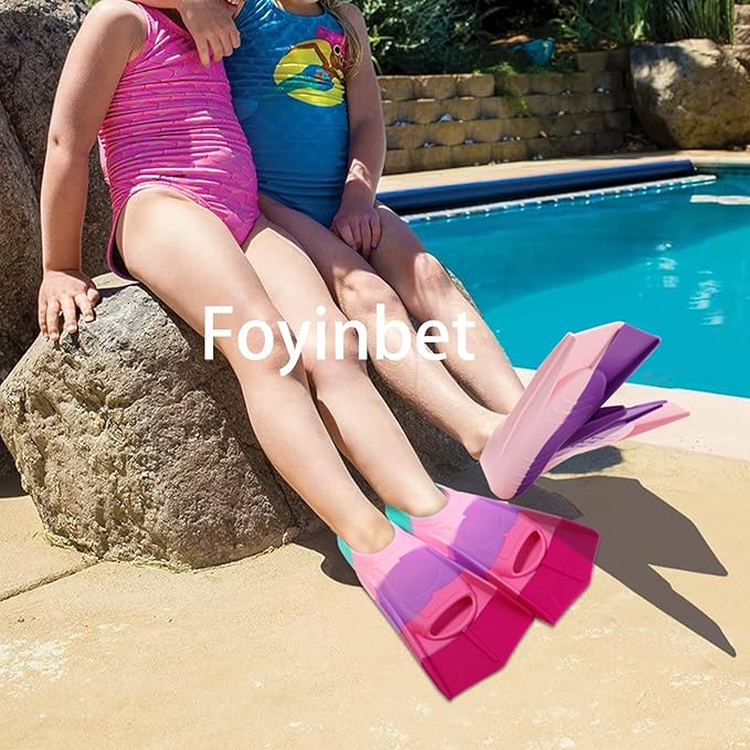Kids Swim Fins,Short Kids Fins Youth Swimming Flippers for Lap Swimming Training for Children Girls Boys Beginners-StrideForce Fitness