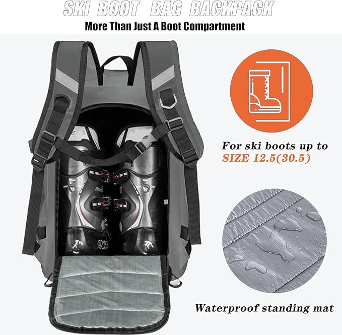 KEOFID 50L Ski Boot Bag Backpack, Waterproof Ski Bag, Travel Backpack for Ski Helmet, Snowboard-StrideForce Fitness
