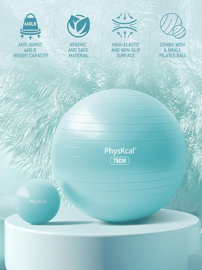 Yoga Ball for Exercise, Pilates Set, 4 Sizes Fitness Ball for Workout, Birthing, Pregnancy, Physical Therapy- Pump Included-StrideForce Fitness