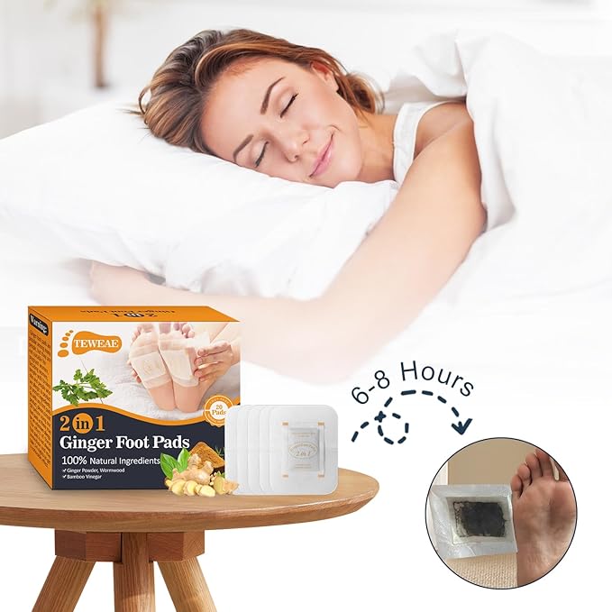 2 in 1 Foot Pads, 20 Pads Tear and Use Pure Ginger Bamboo Wormwood Foot Pads, Bigger Adhesive ''Stay in Place'' Goodnight Pads-StrideForce Fitness