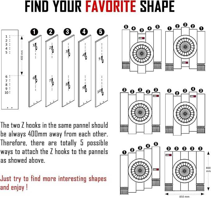 Knock-down Dartboard Backboard for A Large Area of Wall Protection Free Combination for Various Set-up Options Wooden Backboard with Black Veins Mounting Kits and Instructions Included Dartboard-StrideForce Fitness