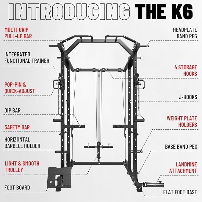 Mikolo Power Cage, Power Rack with Cable Crossover System, 1500LBS Squat Rack with LAT Pull Down System, Workout Cage with Pulley System for Fitness Home Gym-StrideForce Fitness