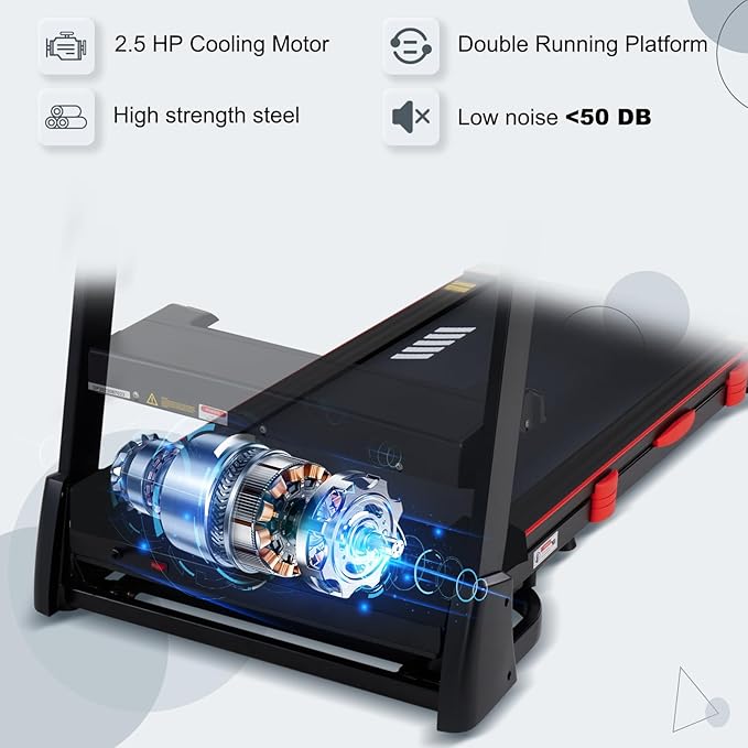 Treadmills for Home, 15% Auto Incline, 0.5-10 MPH, 18" Belt, 3 HP, 350lb Capacity, Foldable, Bluetooth App-StrideForce Fitness