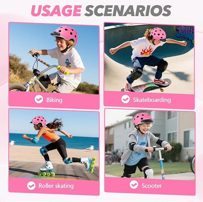 Kids Bike Helmet for 5-8-14 Kids Skateboard Helmet Boys Girls Child Youth Adjustable Lightweight Ventilation and Multi-Sports Scooter Cycling Roller Balance Bike-StrideForce Fitness