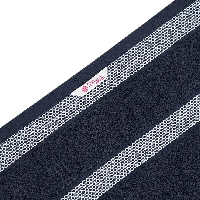 CASA COPENHAGEN Solitaire Towels, 4 Pieces Bath Towel Set- Navy, 600 GSM Designed in Denmark Made of Soft Egyptian Cotton for Bathroom, Kitchen & Shower-StrideForce Fitness