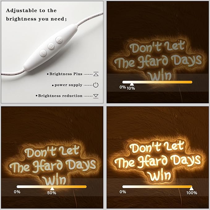 Don't Let The Hard Days Win Neon Sign for Wall Decor Letter Neon Light Warm white LED Neon Signs Office LED Neon Lights for Bedroom Office Classroom Store Decoration-StrideForce Fitness
