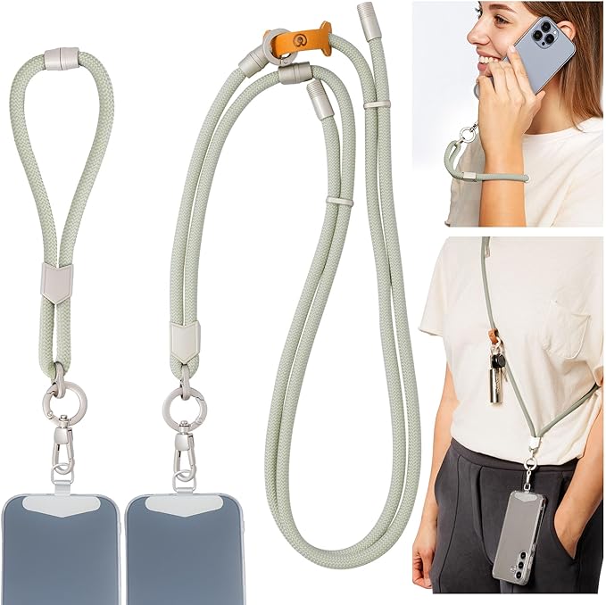 Pulpo 2-in-1 Cell Phone Wrist Strap and Lanyard Sage - Anti Theft Phone Lanyard for Men & Women, Wrist Straps for Phones, Lanyards for Smartphones, Adjustable Cellphone Leash & Safety Strap Tether-StrideForce Fitness
