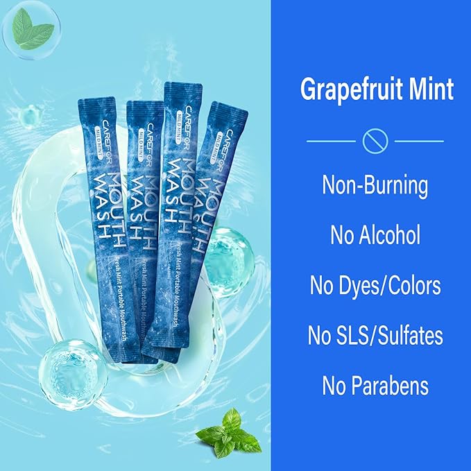 Mouthwash Travel Size, Portable Fresh Breath Mouthwash, Alcohol-Free, ICY Mint Flavor, Mini Pack – Go for On-The-Go Freshness, Bulk Packets 0.41 Fl Oz(Pack of 20)