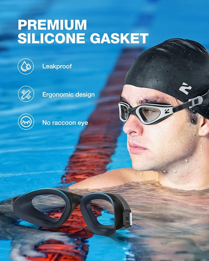 ZIONOR G1 Lite Swim Goggles with Swim Cap Comfortable Anti-fog Swimming Goggles Cap Set for Adult Men Women-StrideForce Fitness