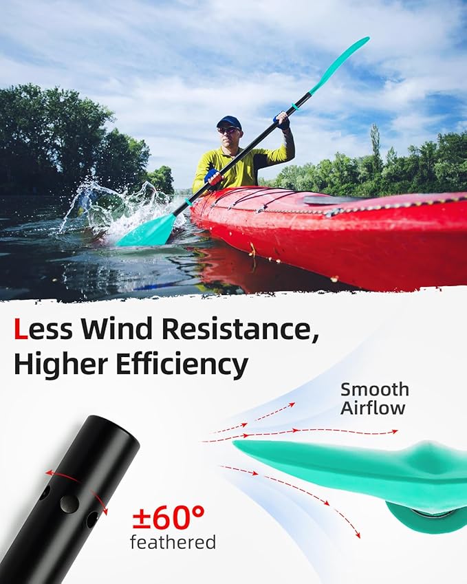 Abahub Adjustable Kayak Paddle 210-230 cm/ 230-250 cm Floating Kayaking Oars Boating Oars Canoeing Oars Black-StrideForce Fitness