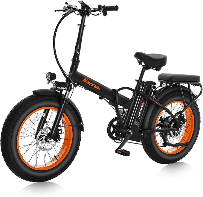 Fat Tire Folding Electric Bike, 48V & 624Wh Lithium Removable Battery, Peak 1100W Brushless Motor, Max Speed 28Mph, M5 Large LCD Display, Suspension, Step-Over/Thru Frame-StrideForce Fitness