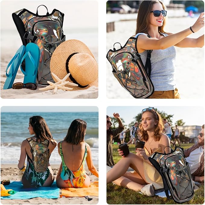Reflective Hydration Backpack, Hydration Pack - Water Backpack with 2L/3L Hydration Bladder, Essential for Festivals - Rave Hydration Pack for Hiking, Running, Cycling, and Festivals-StrideForce Fitness