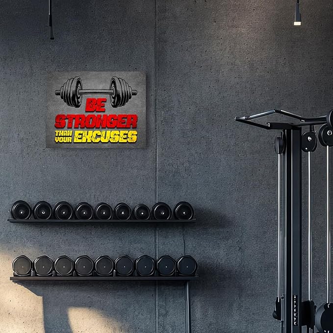 Gym Quotes Wall Art,Inspirational Workout Wall Decor,Be Stronger Than Your Excuses Canvas Wall Art for Home Gym Exercise Fitness Room-StrideForce Fitness