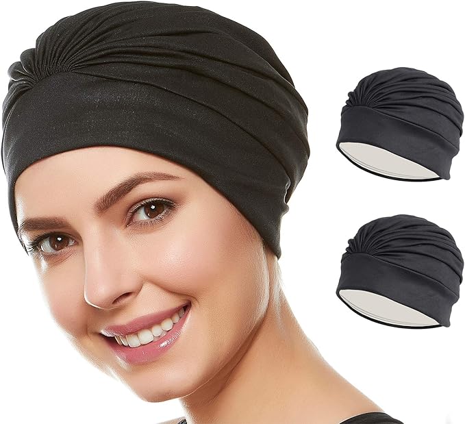 BEEMO Swim Caps for Women Swimming Turban Polyester Latex Lined Pleated for Ladies-StrideForce Fitness