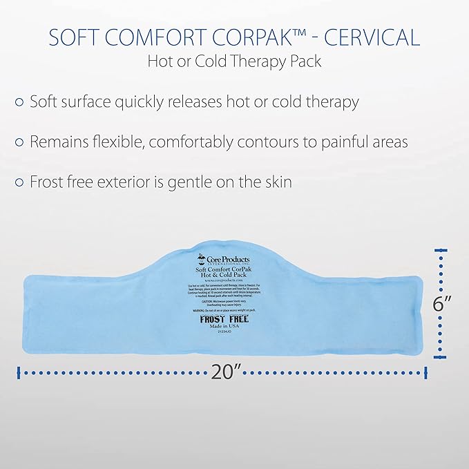 Core Products Soft Comfort CorPak – Reusable Hot & Cold Therapy Pack, Ice Pack for Injuries, No-Frost Compress for Muscle, Back & Joint Pain Relief – 6" x 20", Made in USA-StrideForce Fitness