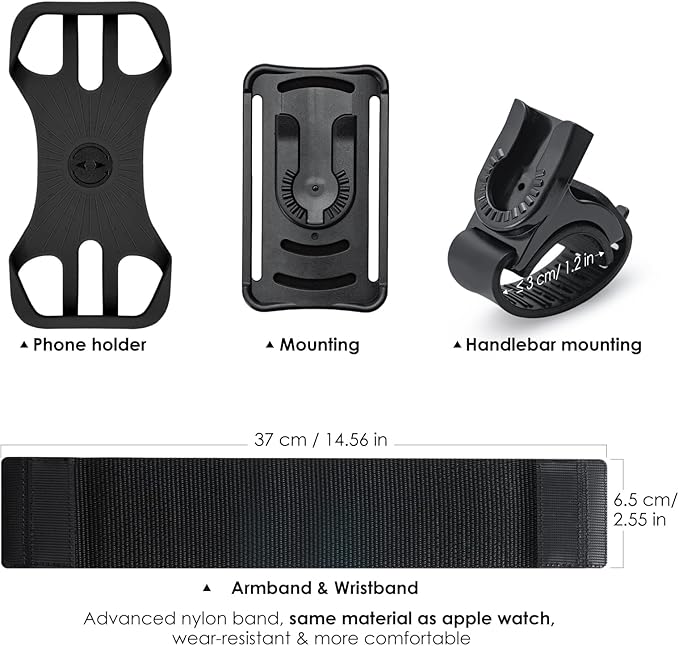 Cikyner Running Armband, Upgraded 3 in 1 Running Phone Holder Sports Armband Bicycle Phone Holder 360° Rotatable & Detachable Running Phone Armband for 4.5-7'' iPhone for Gym Running Hiking-StrideForce Fitness