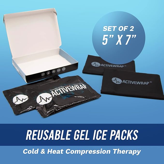Activewrap Reusable Ice Packs for Injuries - Hot and Cold Gel Compress for Injury Recovery and Pain Relief, Soft, Flexible, Leakproof Pad for Back, Knee, Hip, & Shoulder - Small (4.5X 6.5 inches)-StrideForce Fitness