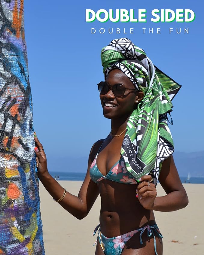 ECCOSOPHY Microfiber Beach Towel - Sand Free Towels are Quick Dry, Light Weight, Super Absorbent - Perfect Pool, Travel, Cruise, Camping Essentials - Oversized Extra Large for Adults 71x35 in-StrideForce Fitness