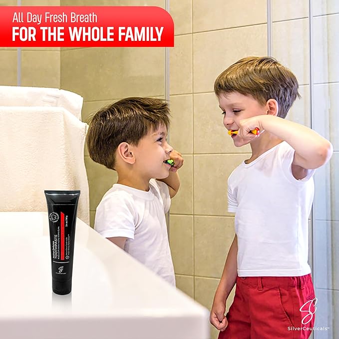 Colloidal Silver Toothpaste w/Coral Calcium & Xylitol - Sassy Cinnamon - Remineralize Enamel - SLS & Fluoride Free Cavity Protection - Gum Health - Bad Breathe - Gingivitis - Mild Flavor - 3.4oz