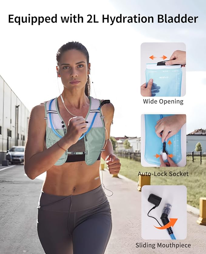 ECOHUB Running Hydration Vest Backpack,Lightweight Breathable Pack with 2L Water Bladder Bag Daypack for Hiking Trail Running Cycling Race Marathon for Women Men-StrideForce Fitness