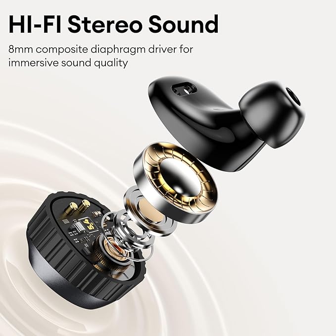 PAXA Wireless Earbuds with Touch Screen Headphones Bluetooth 5.4 Ear Bud IPX4 Light Weight in Ear Earbuds Comfortable Fit Deep Bass Stereo 5 EQ Modes ENC Clear Call for Android/iOS(Black)-StrideForce Fitness