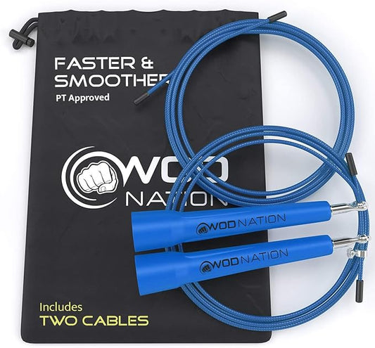 WOD Nation Adjustable Speed Jump Rope For Men, Women & Children - Blazing Fast Fitness Skipping Rope Perfect for Boxing, MMA, Endurance-StrideForce Fitness