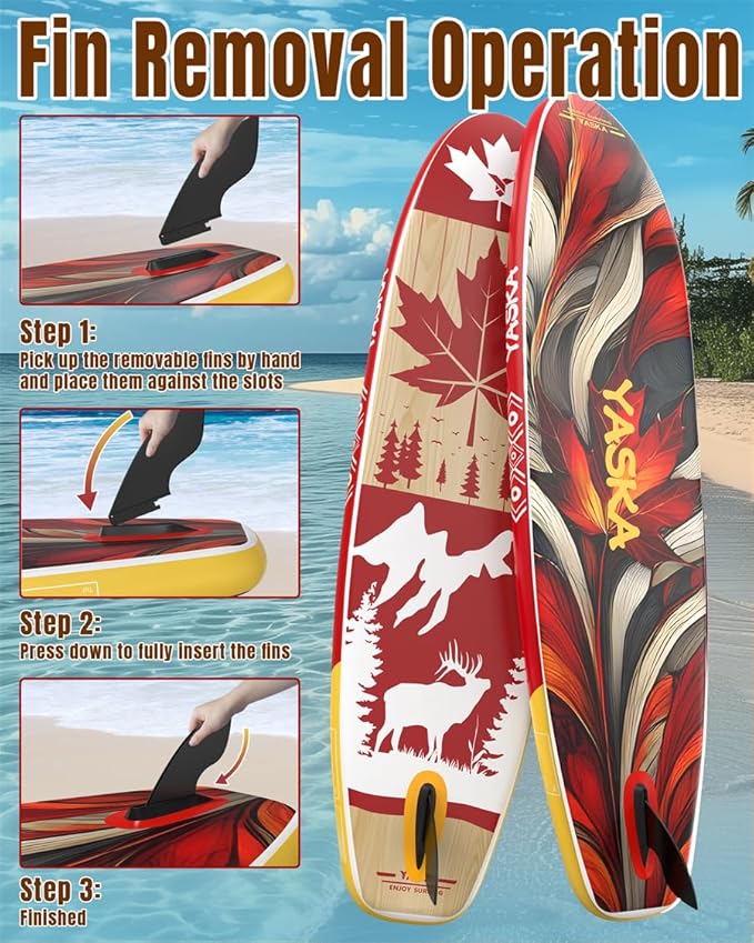 YASKA Inflatable Stand Up Paddle Board - 11ft Extra Wide Paddleboard with Premium SUP Board Accessories,Camera Mount,Non-Slip EVA Deck,5 Handles,Youth/Adult-StrideForce Fitness