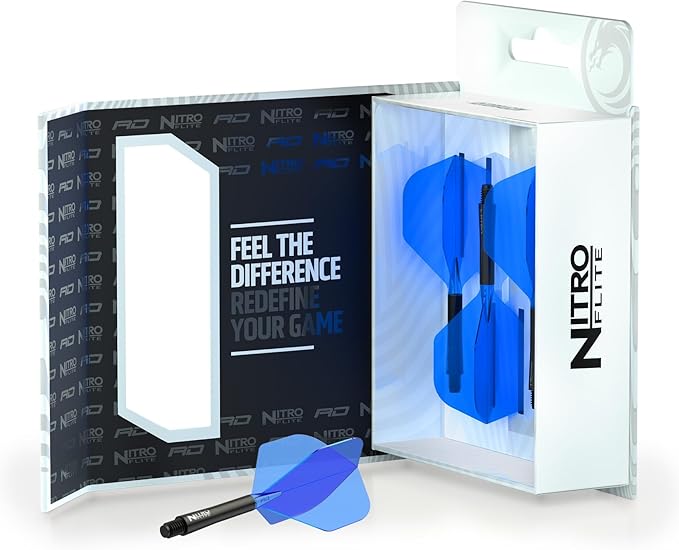 RED DRAGON Darts – Nitro Flite Integrated Flight & Shaft System – No.2 Shape and Design - Available in Short, Intermediate & Medium - Available in Variety of Colours - Professional Darts Accessories-StrideForce Fitness