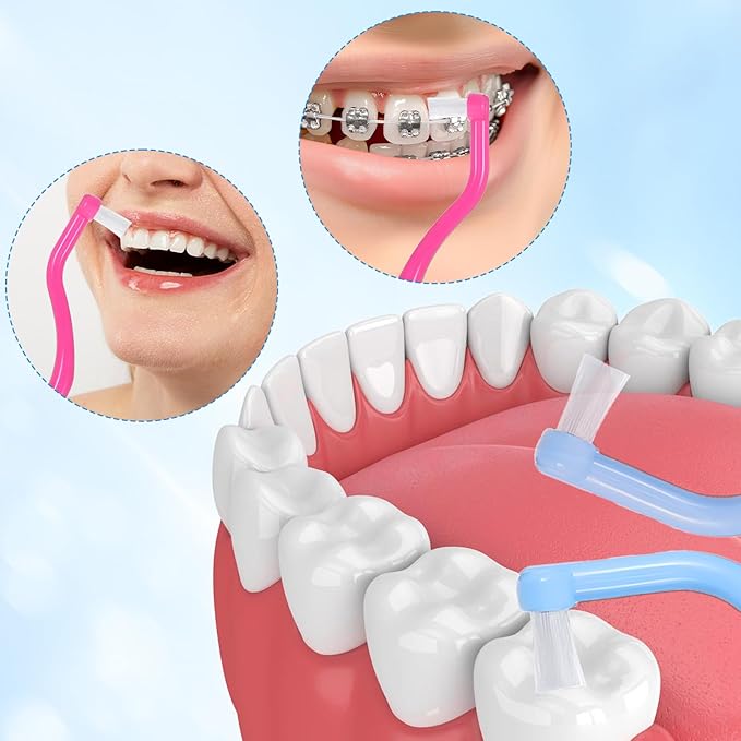 4 PCS Orthodontic Toothbrush, End Tuft Toothbrush Mini Compact Interspace Brush Single Tufted Brush Tiny Small Head Orthodontic Toothbrushes for Braces Dental Implants and Teeth Detail Cleaning