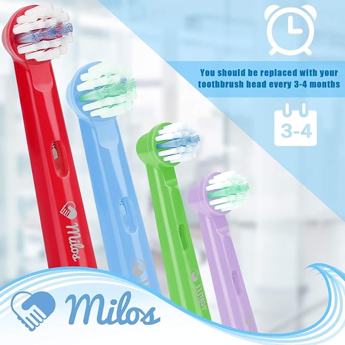 Replacement Toothbrush Heads Kids Compatible with Oral B - 16 Pack Milos Toothbrush Heads Extra Soft Bristles for Electric Braun Brush Heads Refill for Vitality Precision Sensitive and Clean Triumph