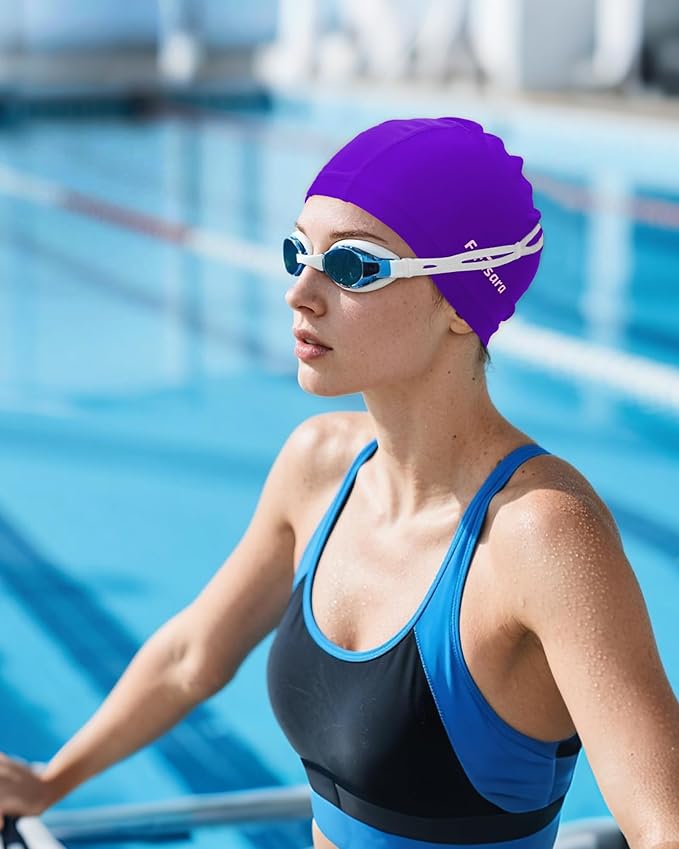 Firesara Fabric Swim Cap, High Elasticity Swimming Cap Keeps Hair Clean Breathable Fit Both Long Hair Short Hair, Swim Caps Woman Girls Men Kids One Size Hat-StrideForce Fitness