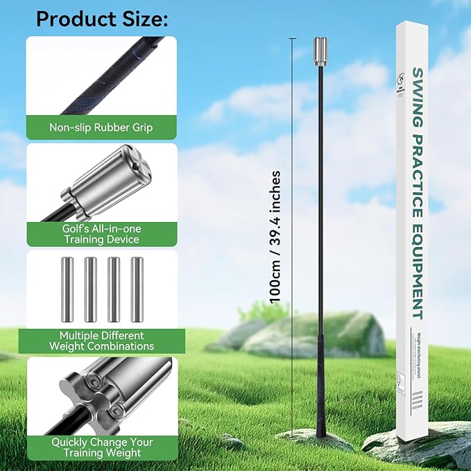 Golf Swing Trainer Aid, Weighted Golf Grip Trainer for Improve Swing Speed and Chipping Hitting, Adjustable Weight System for Golf Speed Training Warmup Aid for Men and Woman-StrideForce Fitness