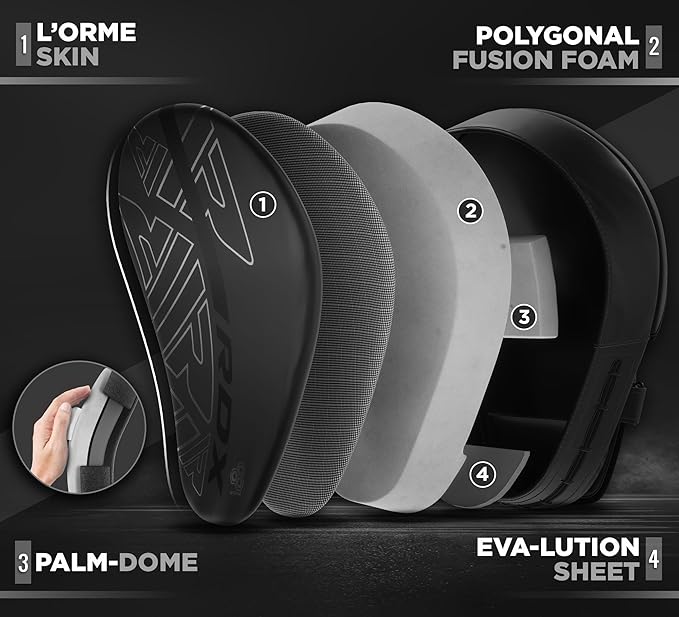 RDX Boxing Pads Curved Focus Mitts, Maya Hide Leather Kara Hook and jab Training Pads, Adjustable Strap Ventilated, MMA Muay Thai Kickboxing Coaching Martial Arts Punching Hand Target Strike Shield-StrideForce Fitness