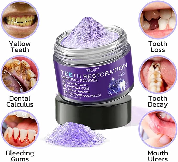 BBOJI Teeth Restoration Mineral Powder, Tooth Restoration Powder, Natural Teeth Restoration Powder-50g, Professional Oral Care, Protect Gums and Freshen Breat (4 Bottle)