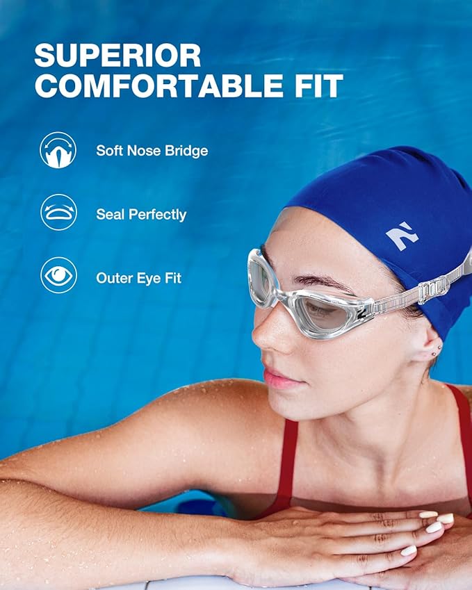 ZIONOR G1 Lite Swim Goggles with Swim Cap Comfortable Anti-fog Swimming Goggles Cap Set for Adult Men Women-StrideForce Fitness