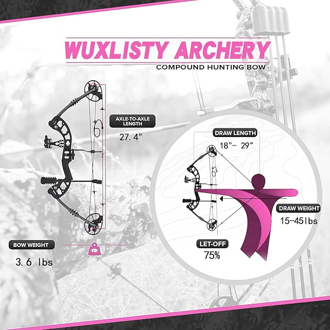 Youth Compound Bow Set 15-45 Lbs for Teens and Beginner, Package with Archery Hunting Equipment, Max Speed 260fps, Adjustable, Right Hand-StrideForce Fitness