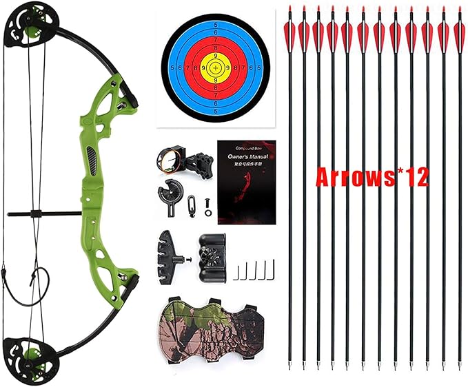 Compound Bow Archery for Youth and Beginner, Right Handed,19”-28” Draw Length,15-29 Lbs Draw Weight, 260 fps-StrideForce Fitness