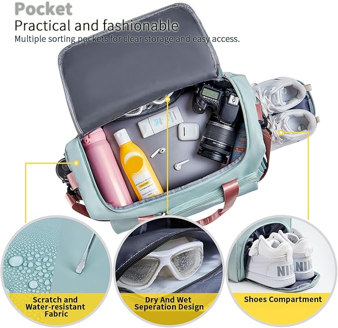 FIORETTO Women's Gym Duffle Bag with Shoes Compartment, 37L Capacity, Ideal for Travel, Gym, Sports, Duffel, Weekender-StrideForce Fitness