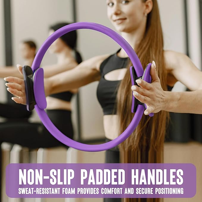 Pilates Ring Fitness Circle 14" Yoga Rings Magic Circle with Dual Padded Handles for Toning Arms, Thighs/Legs & Core，Home Exercise Equipment ﻿-StrideForce Fitness