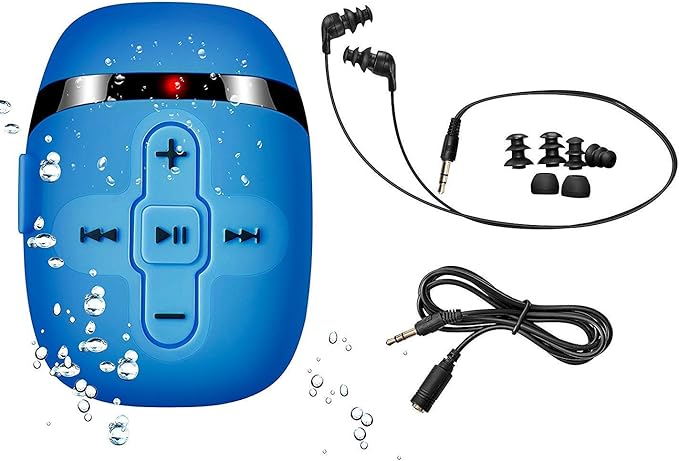 Waterproof MP3 Player for Swimming, Underwater Headphones with Short Cord, MP3 Waterproof Swimming Underwater 3 Meter, Shuffle Feature-StrideForce Fitness