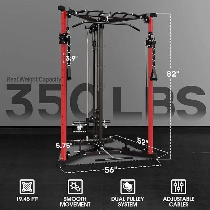 Mikolo Cable Crossover Machine, Functional Trainer with 17 Adjustable Positions, Home Gym Equipment with High and Low Pulley System for LAT Pulldowns and Seated Cable Row, Cable Fly Machine-StrideForce Fitness
