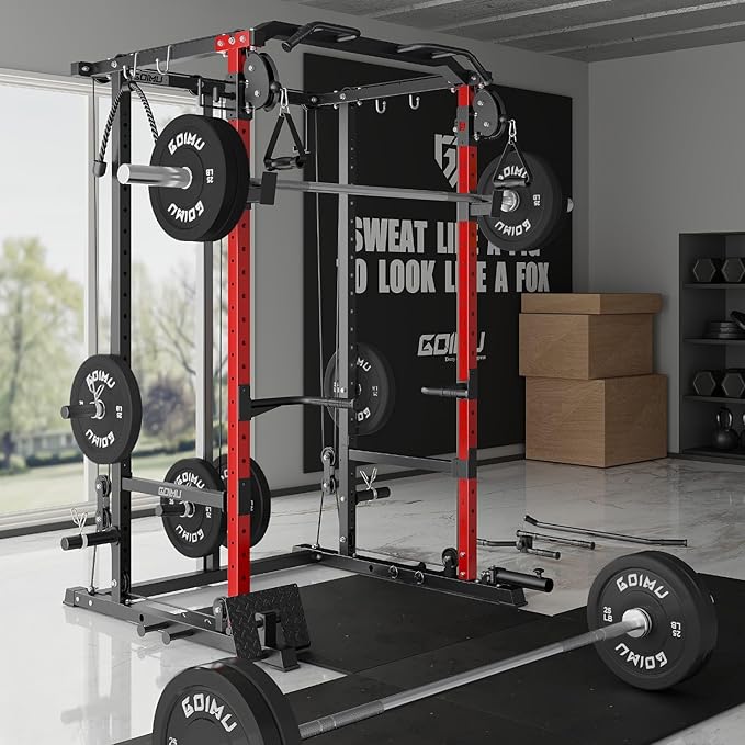R1-V4 Power Cage Rack, 2000LB Squat Rack with Cable Crossover System, Multi-Function Weight Cage, Home Gym Workout Machine with More Training Attachments-StrideForce Fitness
