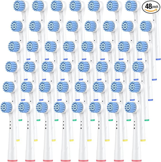 Safcare Sensitive Gum Care Replacement Brush Heads, Pack of 48 Professional Electric Toothbrush Heads Compatible with Oral b Braun Electric Toothbrush (48 Pack)