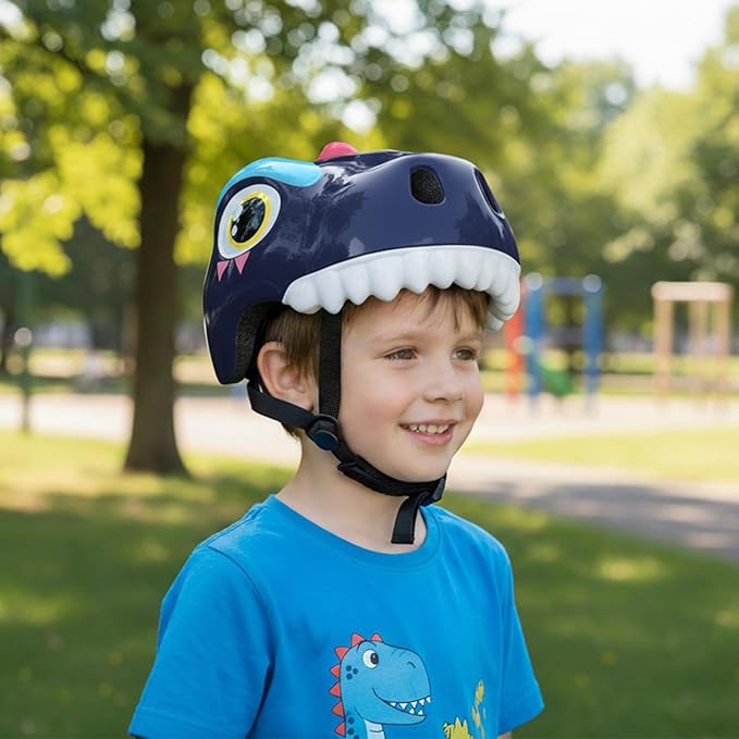 Dinosaur Bike Helmet for 1-3-5-8 Toddler Baby Kids, Lightweight Bicycle Helmet for Cycling Skateboard Roller Skate & Multi-Sports,2 Sizes for Boys and Girls-StrideForce Fitness