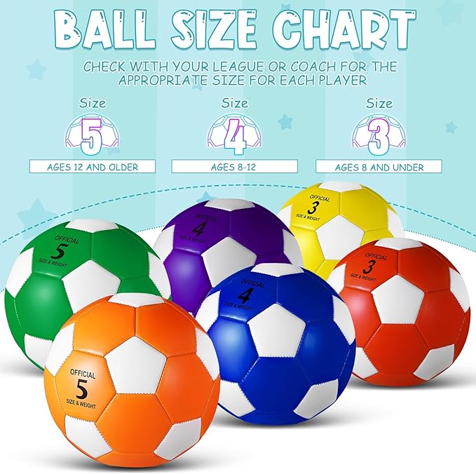 Libima 12 Pcs Soccer Balls with Pump Official Size 3/4/5 Soccer Ball Bulk for Child Adult School Sport Training Practice Christmas Operation-StrideForce Fitness