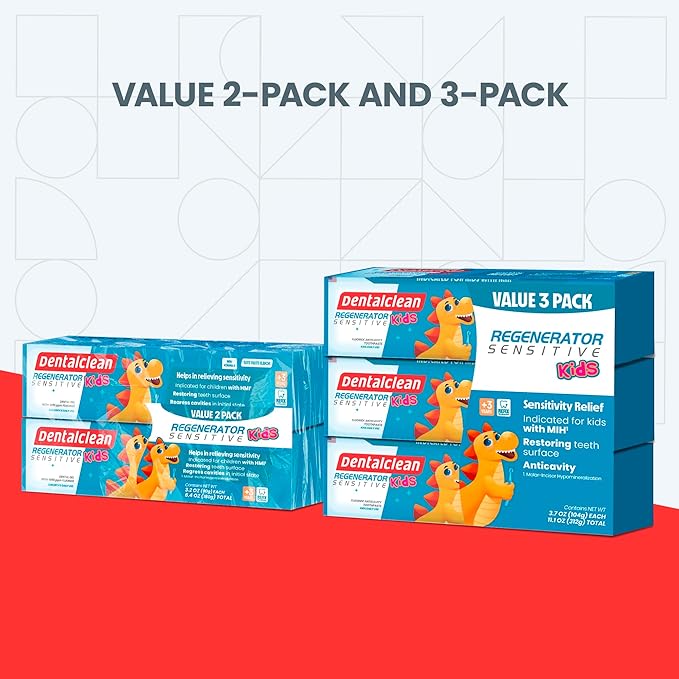 Pack of 3 Gel Toothpastes for Children with MIH - Molar Incisor Hypomineralization - Tutti-Frutti Natural, Enamel Regeneration and Sensitivity Relief, 3.7 oz 104g