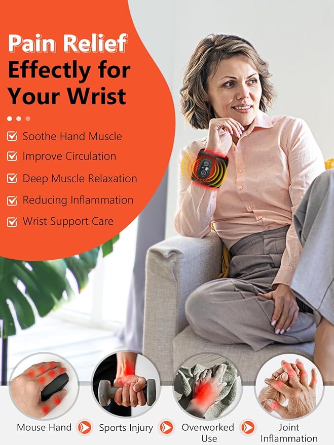 Red Light Therapy for Hand Wrist with Heat & Massage, 3000mAh Wireless Controller Infrared Light with 108 Beads Wrist Brace & Hands Wrap Pad for Knee Ankle Foot Joint Faster Recovery Pain Relief-StrideForce Fitness